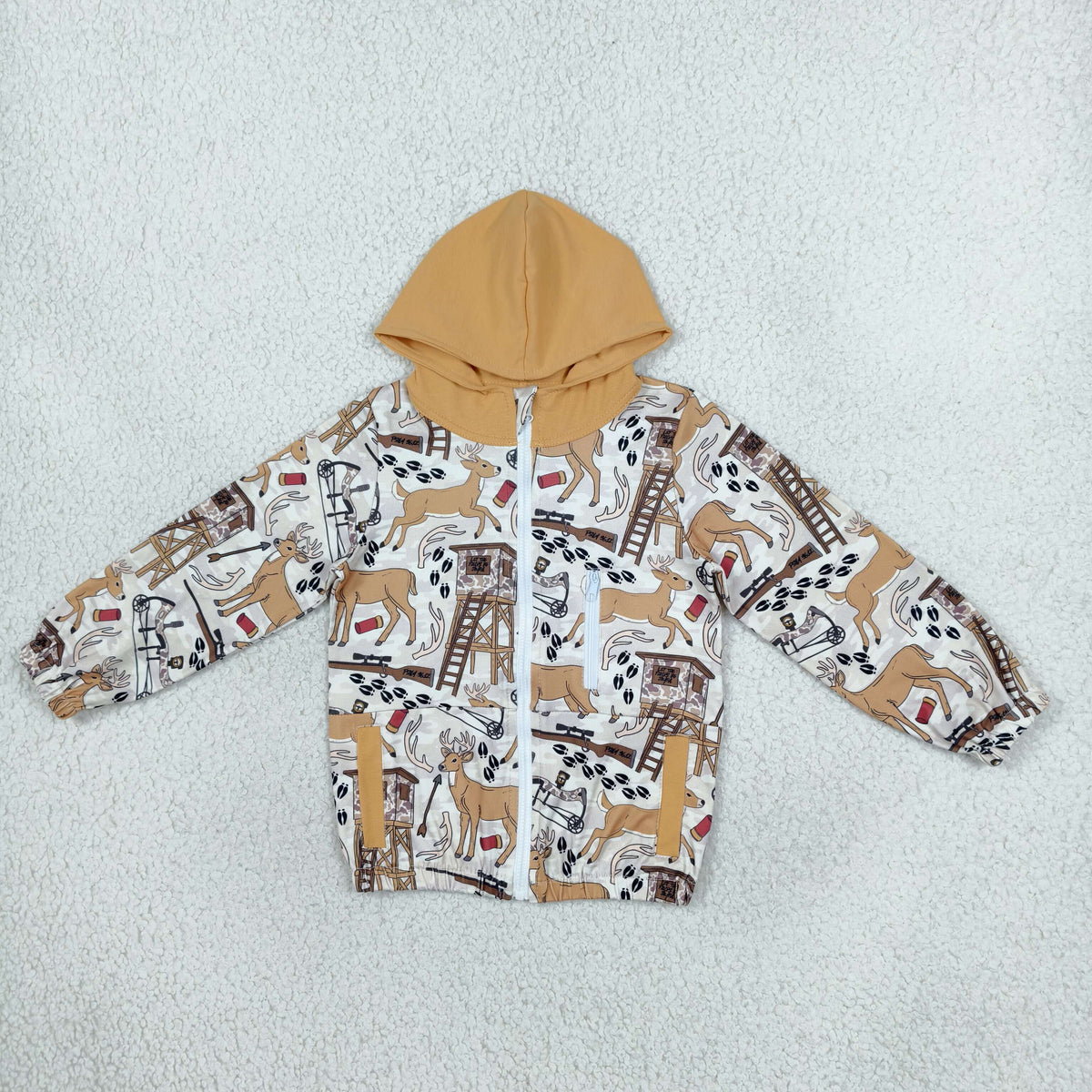 Baby Boys Kids Long Sleeves Deer Pockets Zipper Hoodie Hunting Jacket Shirt