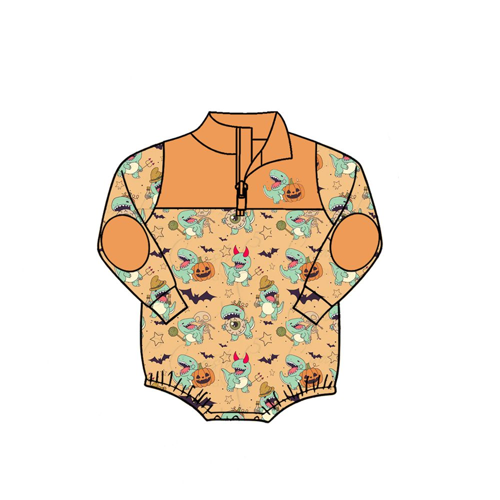Moq 5 Preorder Baby Boys Kids Dinosaurs Pumpkins Halloween Zipper Bubble Romper Clothes
