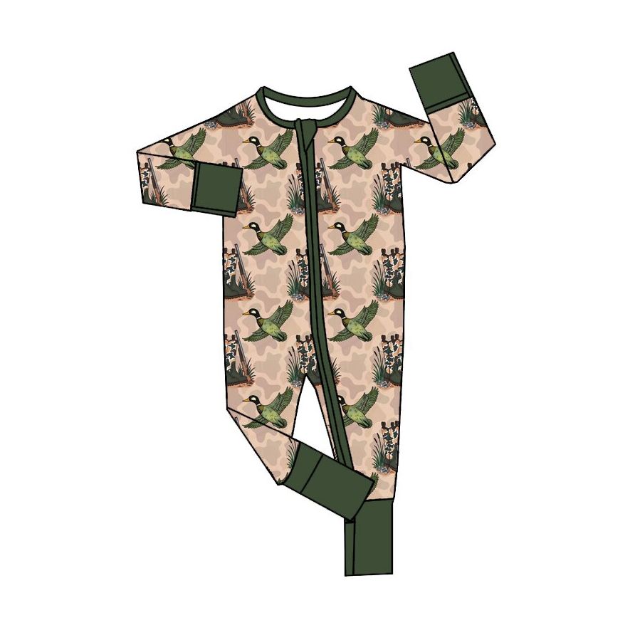 Moq 5 Preorder Baby Girls Infant Boots Ducks Zipper Footie Sleeper Romper Camo Clothes