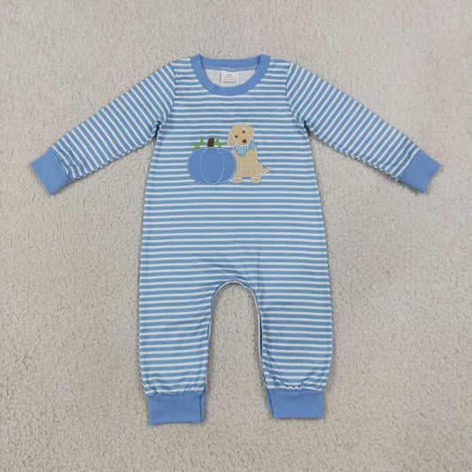 Sibling Baby Boys Girls Embroidery Pumpkins Dogs Stripes Rompers Sets Thanksgiving Clothes