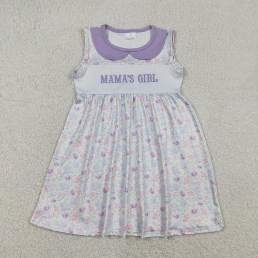 RTS Sibling Baby Girls Kids Sleeveless Embroidery Mama's Girl Flower Romper Dress