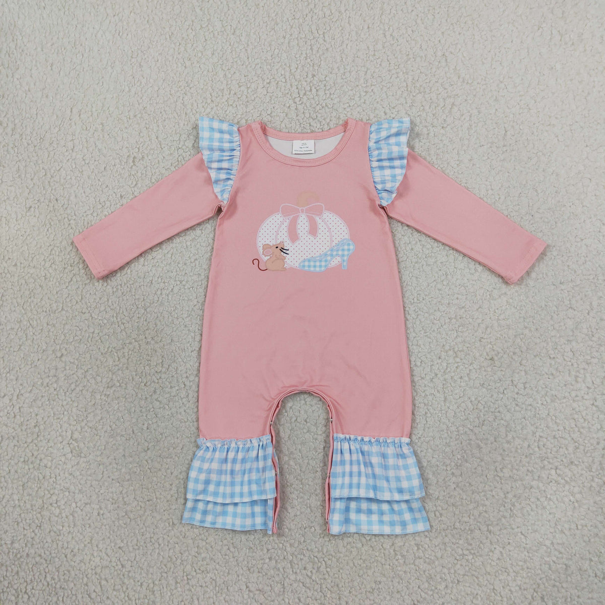 Baby Girls Infant Long Sleeves Pumpkin Bow Plaid Thanksgiving Romper Clothes
