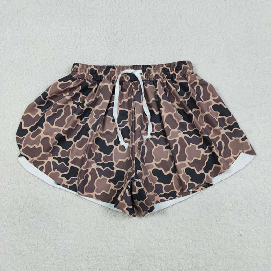 Sibling Kids Girls Adult Women Brown Camo Yoga Southern Shorts Bottoms