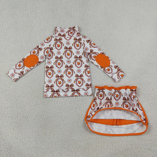 Baby Girls Kids Flower Bows Leaves Zipper Shirt Skirt Shorts Set Fall Clothes