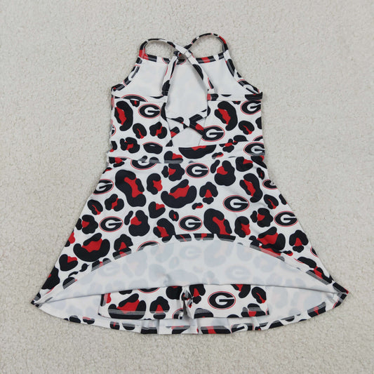 RTS Baby Girls Kids Straps Leopard G Team Yoga Active Shorts Knee Length Dress