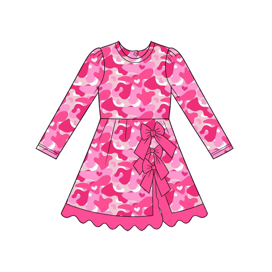 Moq 5 Preorder Baby Girls Kids Hearts Camo Valentine Shorts Bows Scallop Dress Yoga Active Clothes