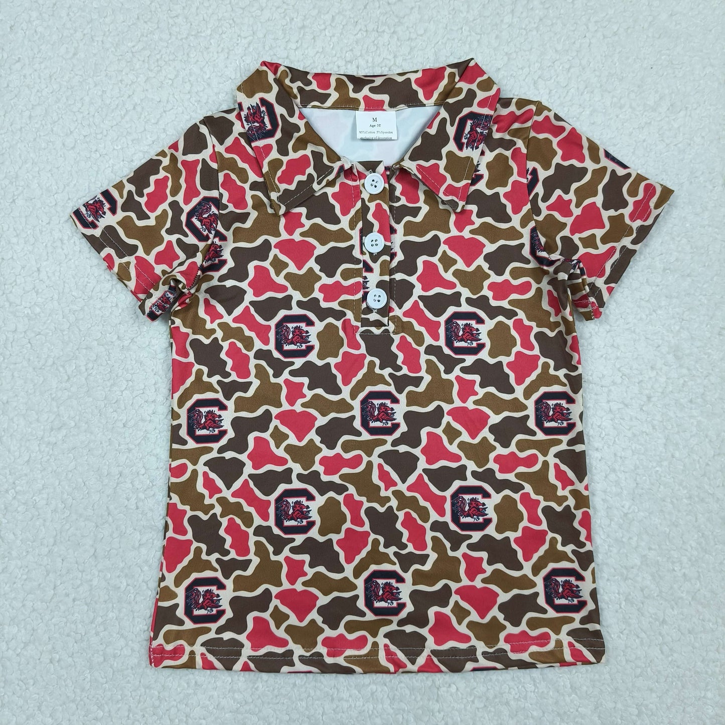 Baby Boys Kids Short Sleeves Camo Print Team Buttons Shirt Tops