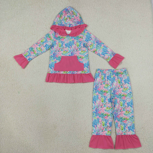 Sibling Baby Girls Kids Long Sleeves Flowers Pockets Hoodie Pullovers Pants Sets Clothes