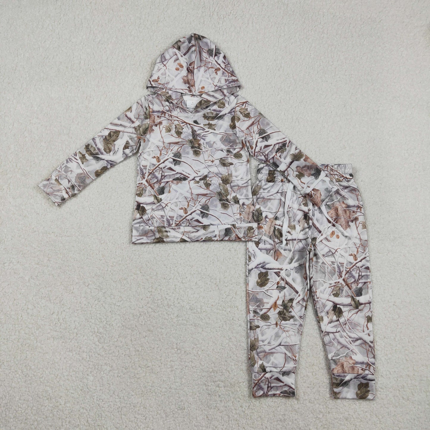 RTS Baby Boys Kids Long Sleeves Leaves Pocket Hoodie Shirt Pants Clothes Set