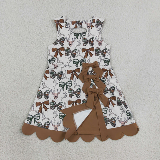 Baby Girls Kids Deer Bows Yoga Active Scallop Dress Hunting Clothes