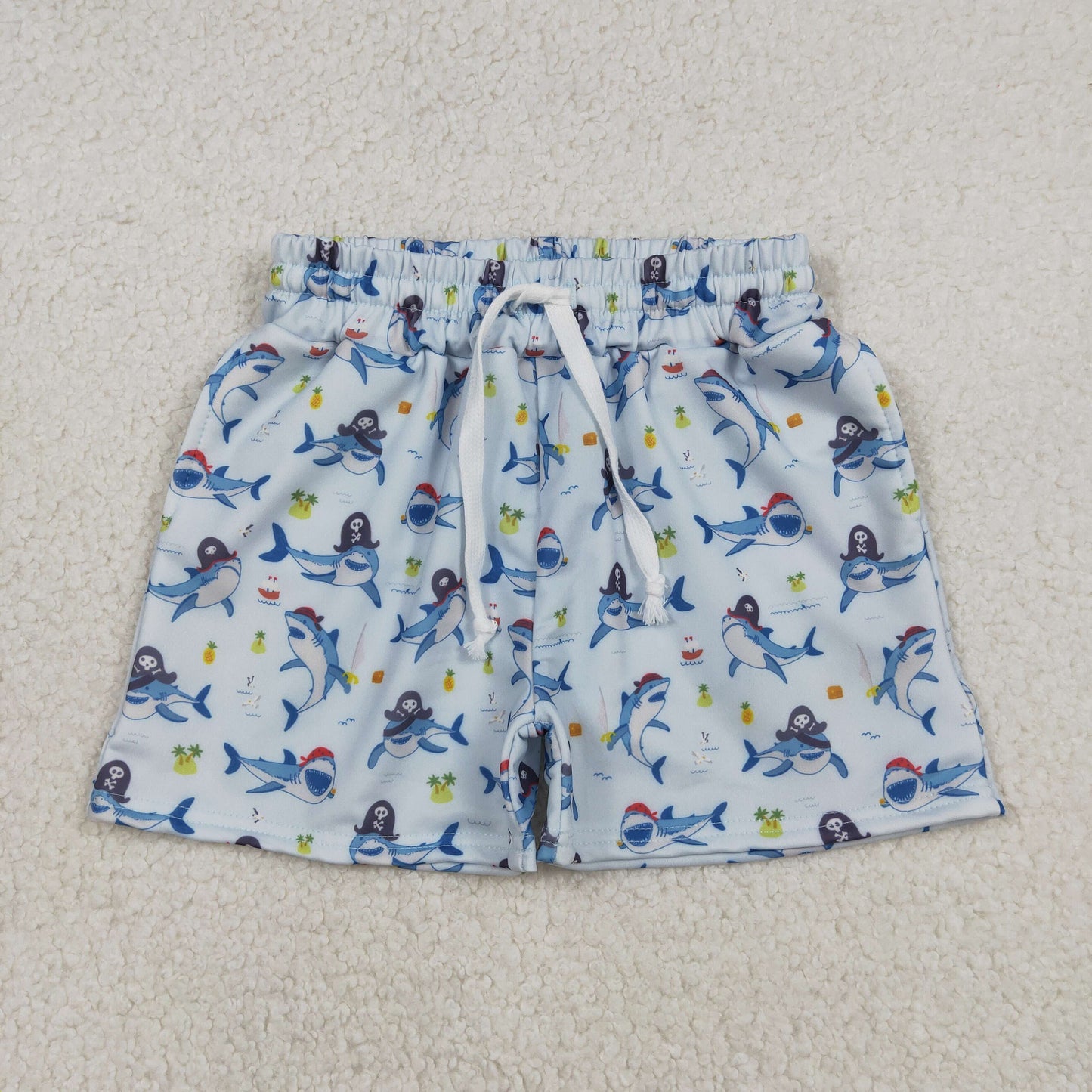 Boys Kids Toddler Sharks Swim Trunks Shorts Pockets Swimwear