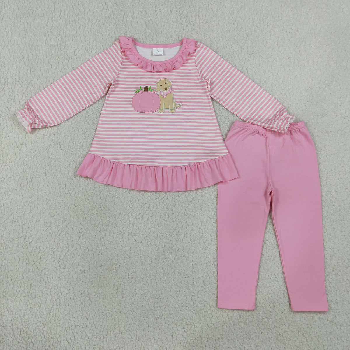 Sibling Baby Boys Girls Embroidery Pumpkins Dogs Stripes Rompers Sets Thanksgiving Clothes