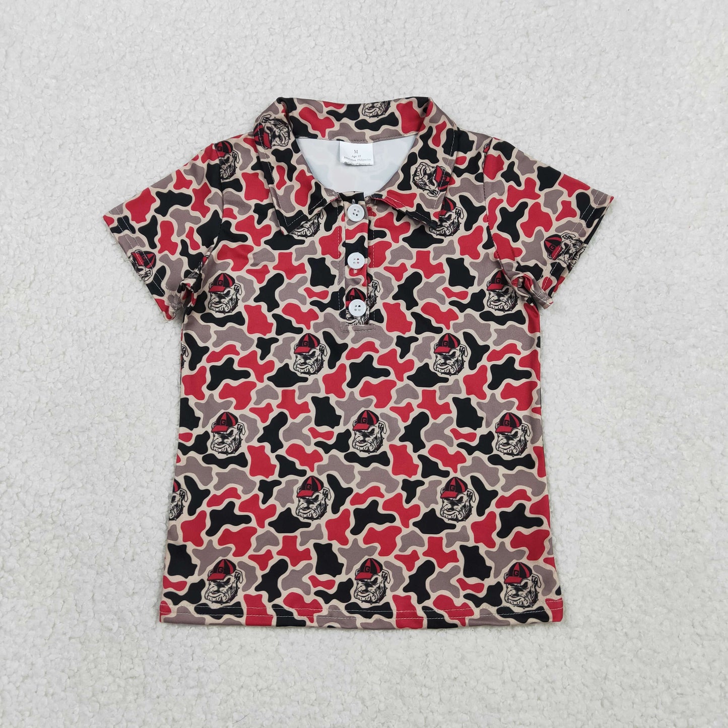 RTS Baby Boys Kids Short Sleeves Dogs Camo Print Team Buttons Shirt Tops\