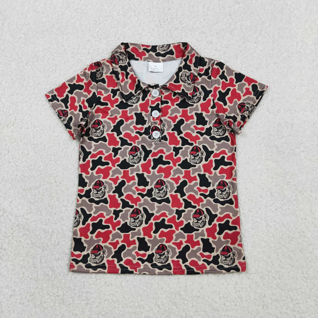 Sibling Baby Girls Adult Women Short Sleeves Dogs Camo Print Team Buttons Shirts Tops RTS