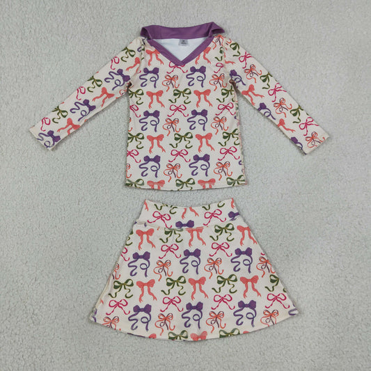 Baby Girls Kids Bows Halloween Pullover Skirt Shorts Yoga Active Set Clothes
