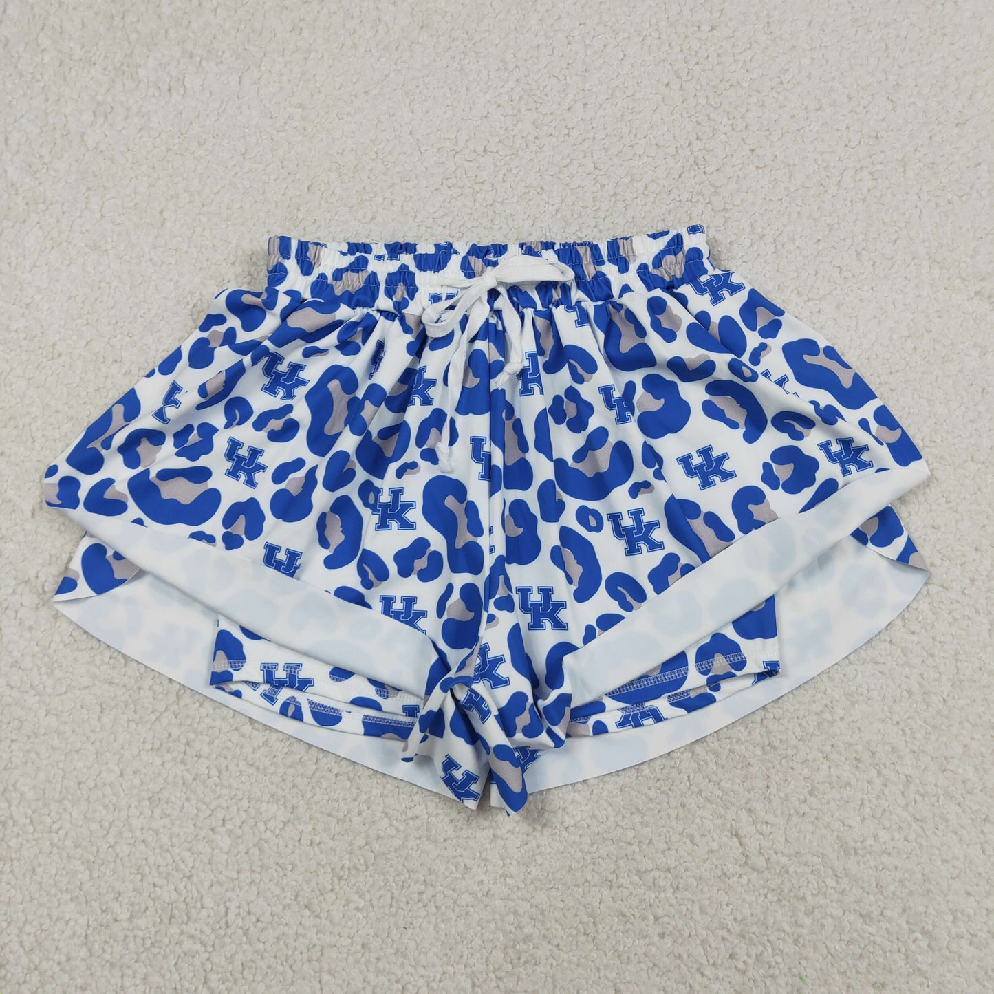 SS0802 Adult Women Blue Leopard Team Yoga Shorts Bottoms Clothes