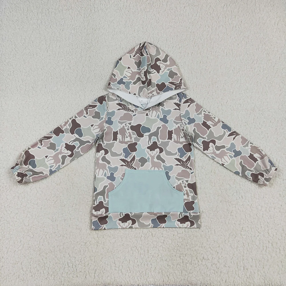 USA Shop Baby Boys Kids Long Sleeves Dogs Ducks Camo Hoodie Hunting Shirt Tops