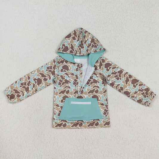 USA Shop Baby Boys Kids Long Sleeves Pocket Zipper Hoodie Camo Shirt Tops