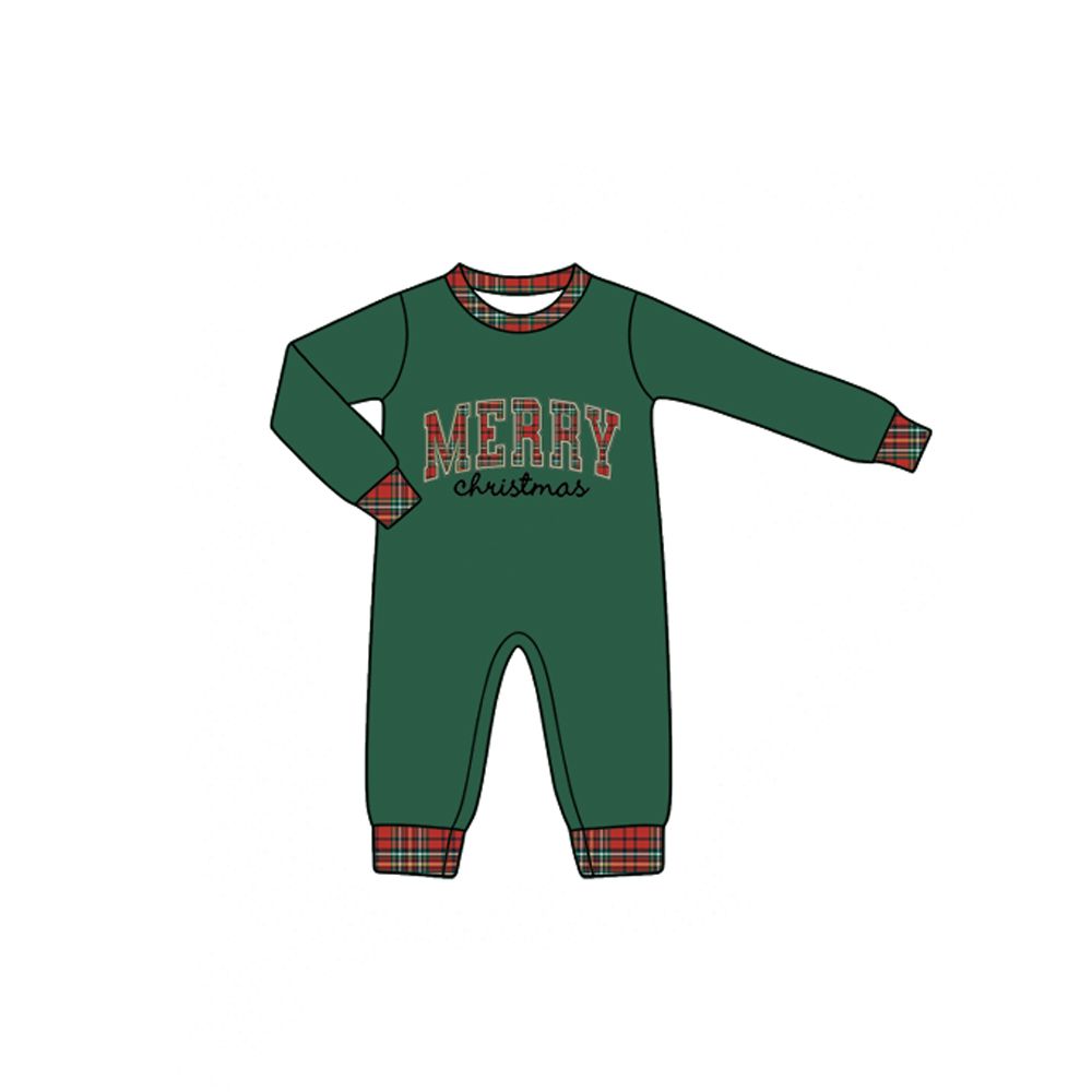 Moq 5 Preorder Baby Boys Infant Green Long Sleeves Marry Christmas Romper Clothes