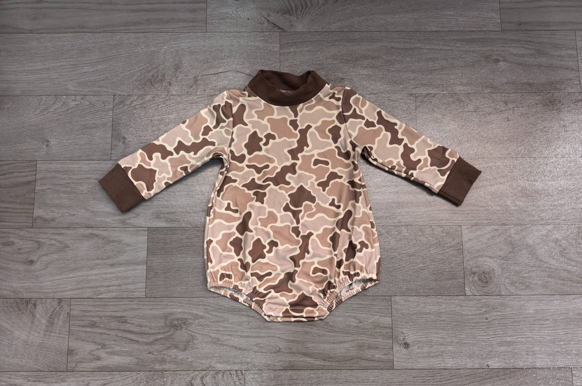 No moq Preorder Baby Boys Infant Long Sleeves Camo Bubble Romper Clothes