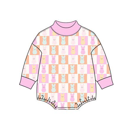 Moq 5 Preorder Baby Girls Infant Rabbits Plaid Easter Bubble Romper Clothes