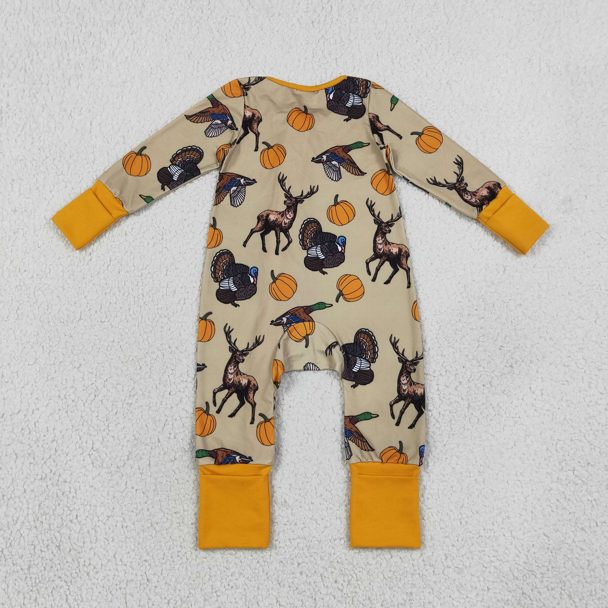 Baby Boys Infant Ducks Pumpkins Fall Zipper Footie Sleeper Romper Clothes