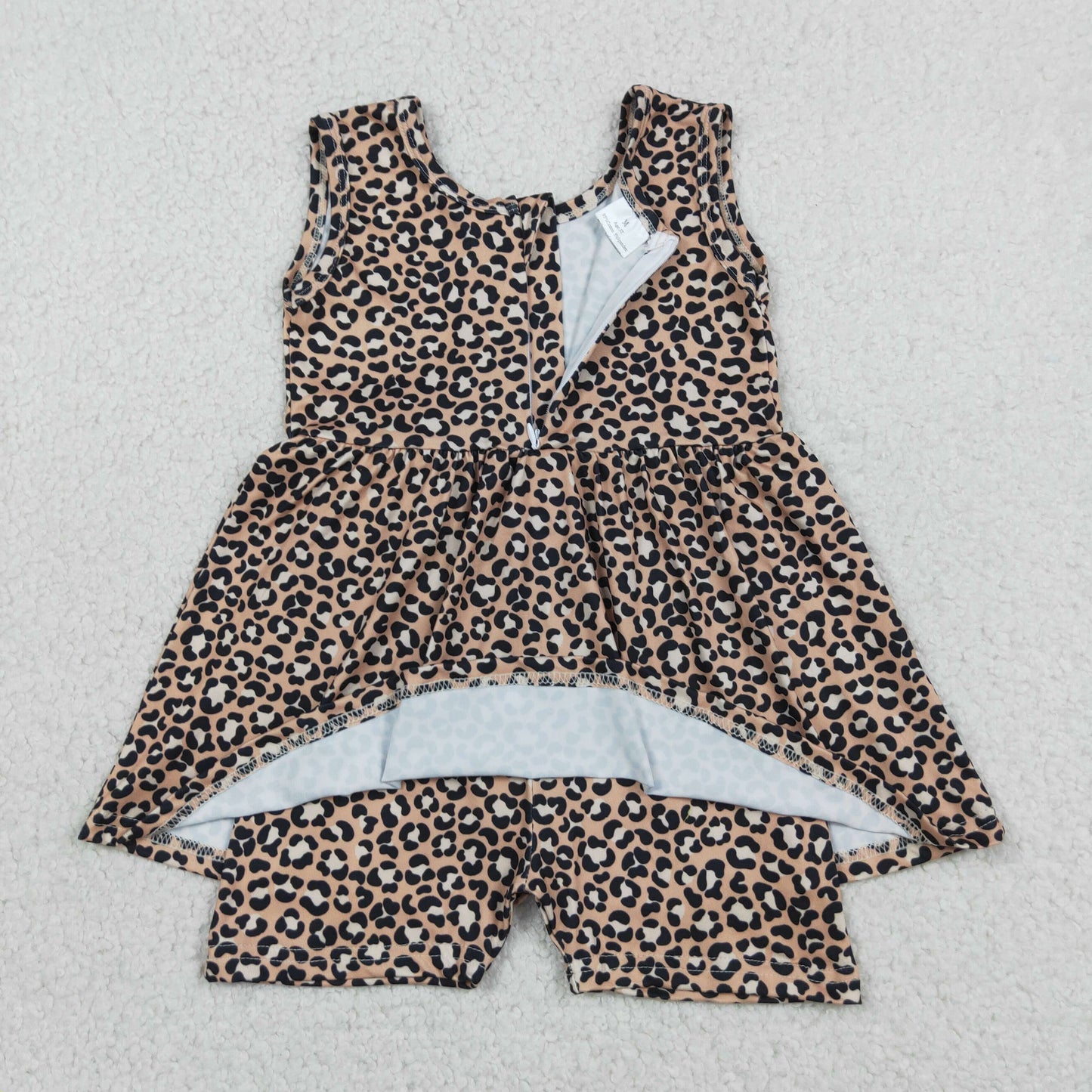 Baby Girl Infant Sleeveless Leopard Ruffle Zipper Romper Clothes