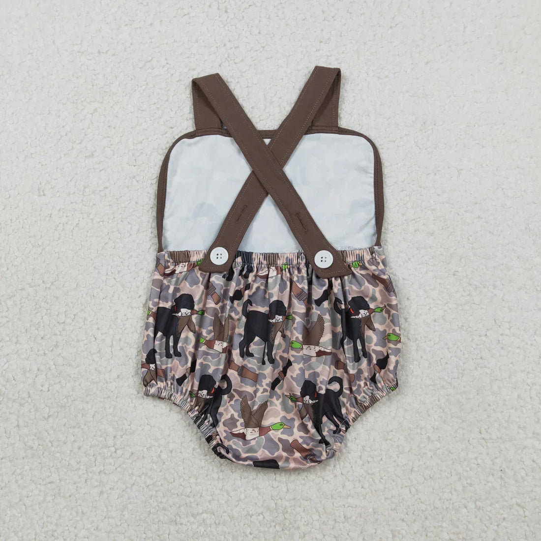 RTS Sibling Baby Boys Kids Short Sleeves Shirt Pockets Shorts Dogs Camo Set Romper Clothes