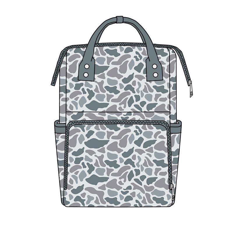 Moq 5 Preorder Baby Boys Kids Grey Camo Zipper Backpack School Bag