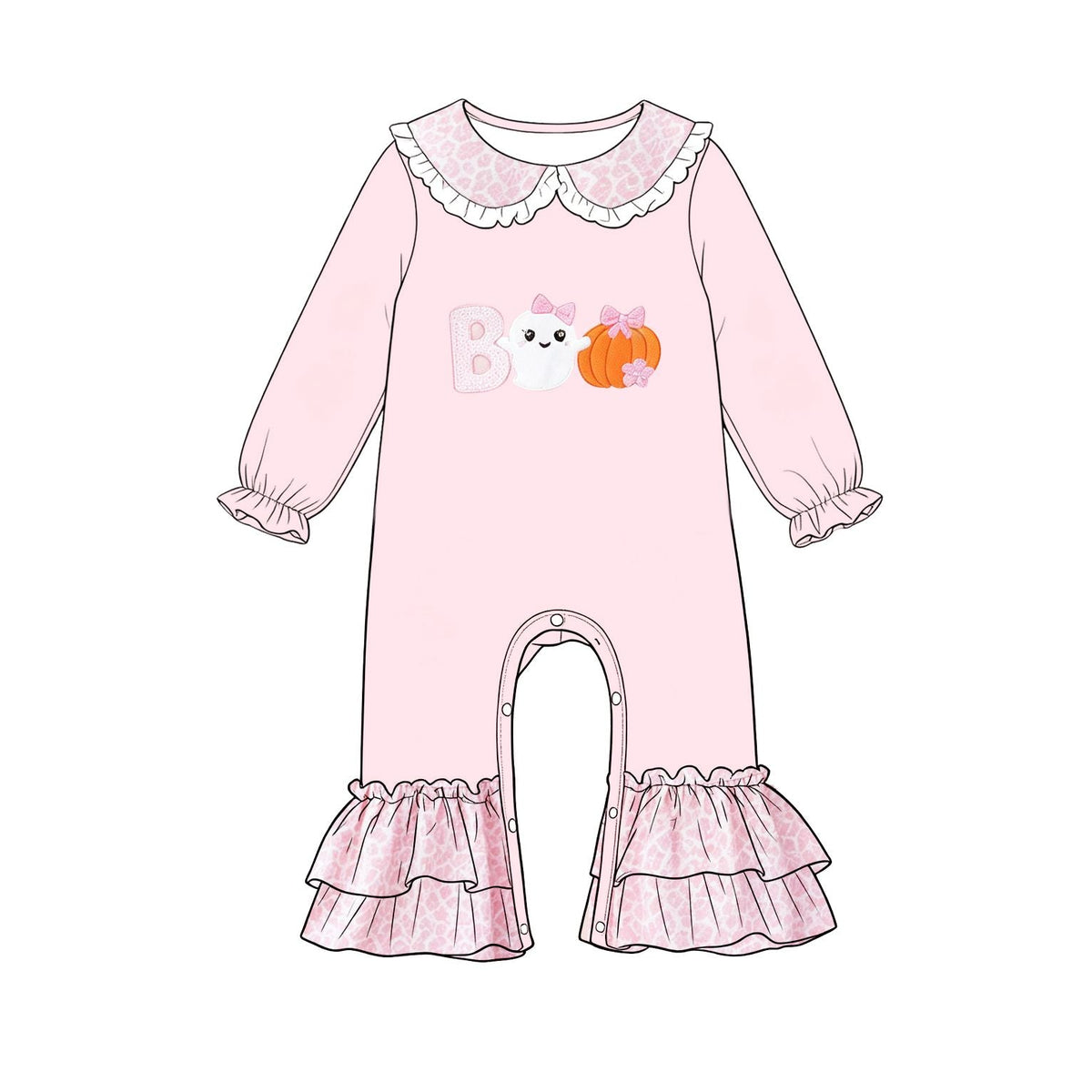 Moq 5 Preorder Baby Girls Infant Ghost Pumpkin Bows Thanksgiving Pink Romper Clothes