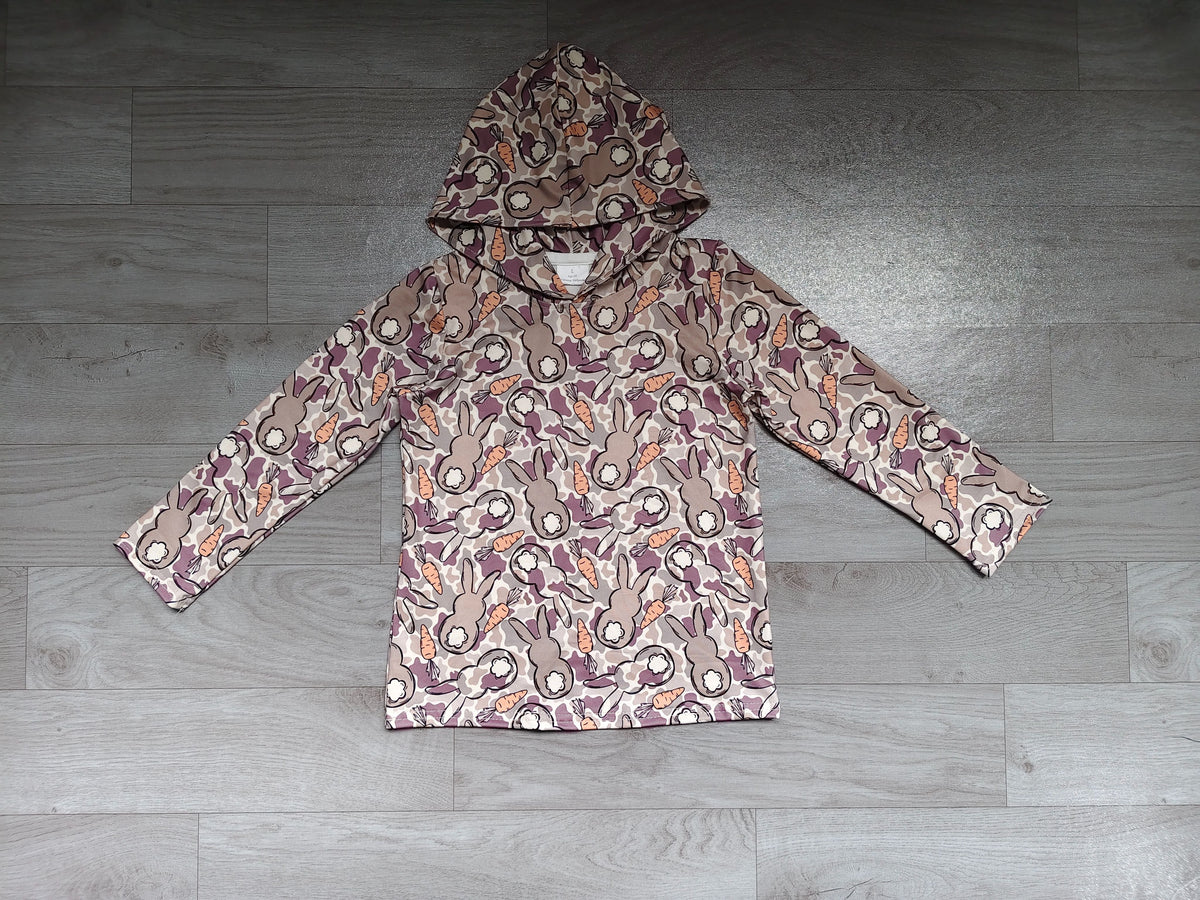 No moq Preorder Baby Boys Kids Rabbits Carrots Easter Pullover Shirt Camo Clothes
