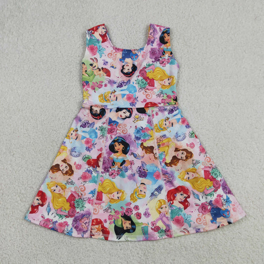 GSD2136 Baby Girls Kids Sleeveless Princess Flower Shorts Knee Length Dress Yoga Clothes