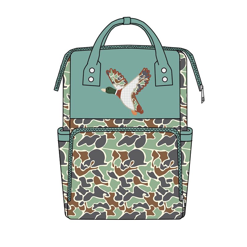 Moq 5 Preorder Baby Boys Kids Duck Camo Print Zipper Backpack School Bag