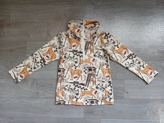 No moq Preorder Boys Kids Long Sleeves Deer Hunting Zipper Shirt Tops