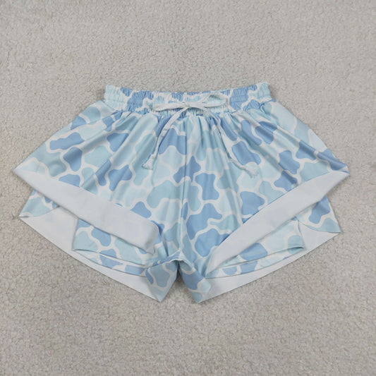 Adult Women Blue Camo Yoga Southern Shorts Bottoms Clothes