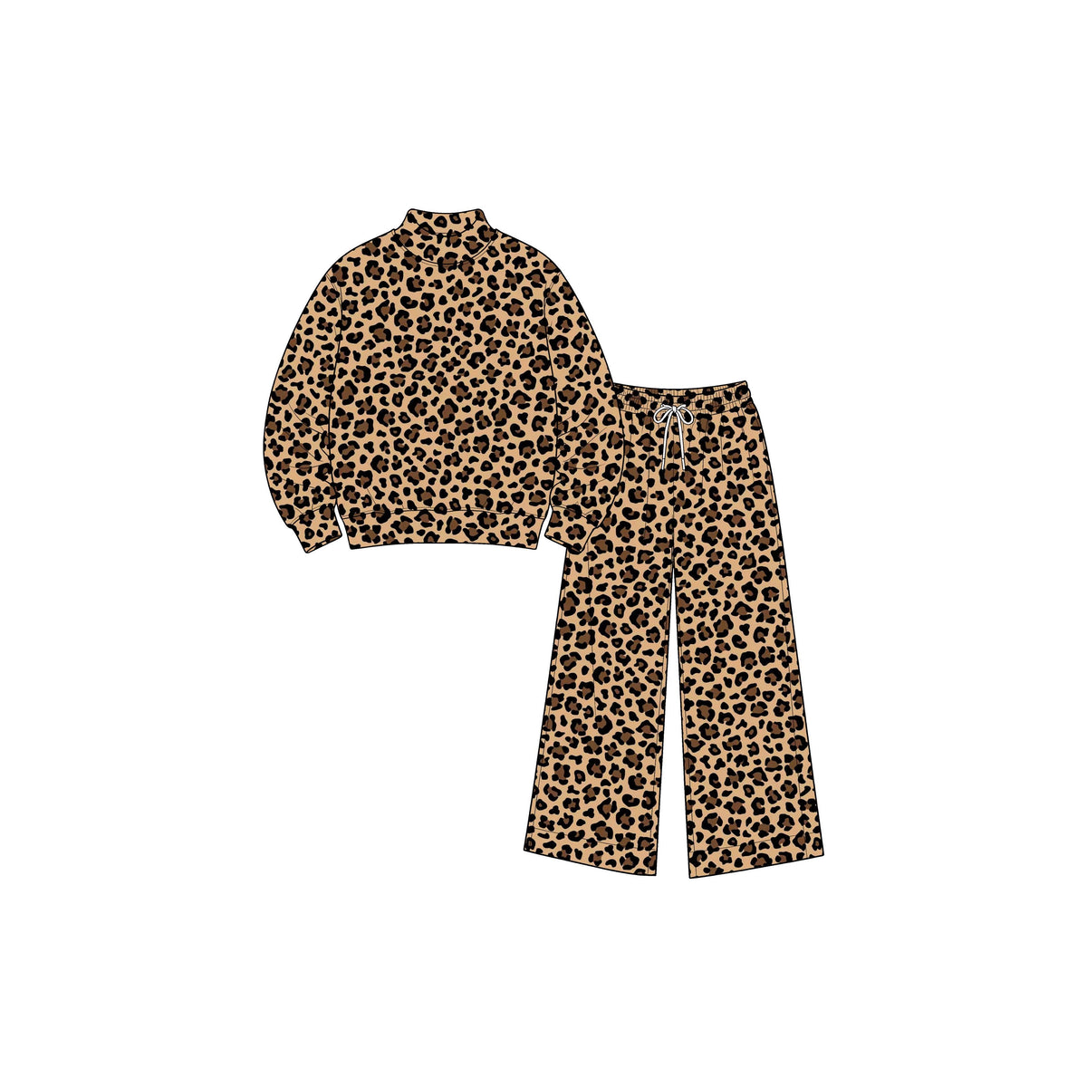 Moq 5 Preorder Baby Girls Kids Long Sleeves Pullover Shirt Leopard Pants Set Yoga Active Clothes