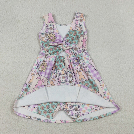Baby Girls Kids Sleeveless Rabbits Flower Hearts Easter Yoga Knee Length Shorts Dress