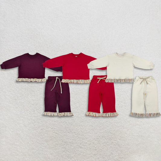 Sibling Baby Girls Kids Long Sleeves Shirts Pockets Pants Sets Sweatsuit Cotton Clothes RTS