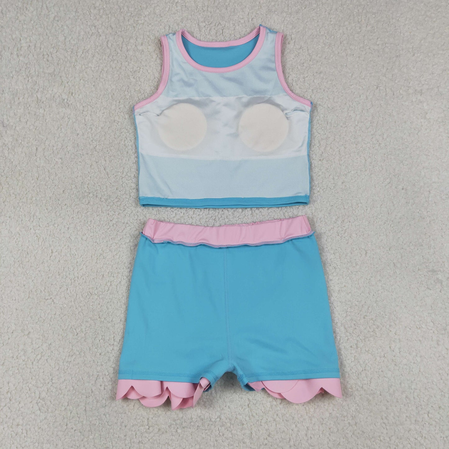 Baby Girls Kids Sleeveless Tops Scallop Skirt Shorts Yoga Active Set Summer Clothes