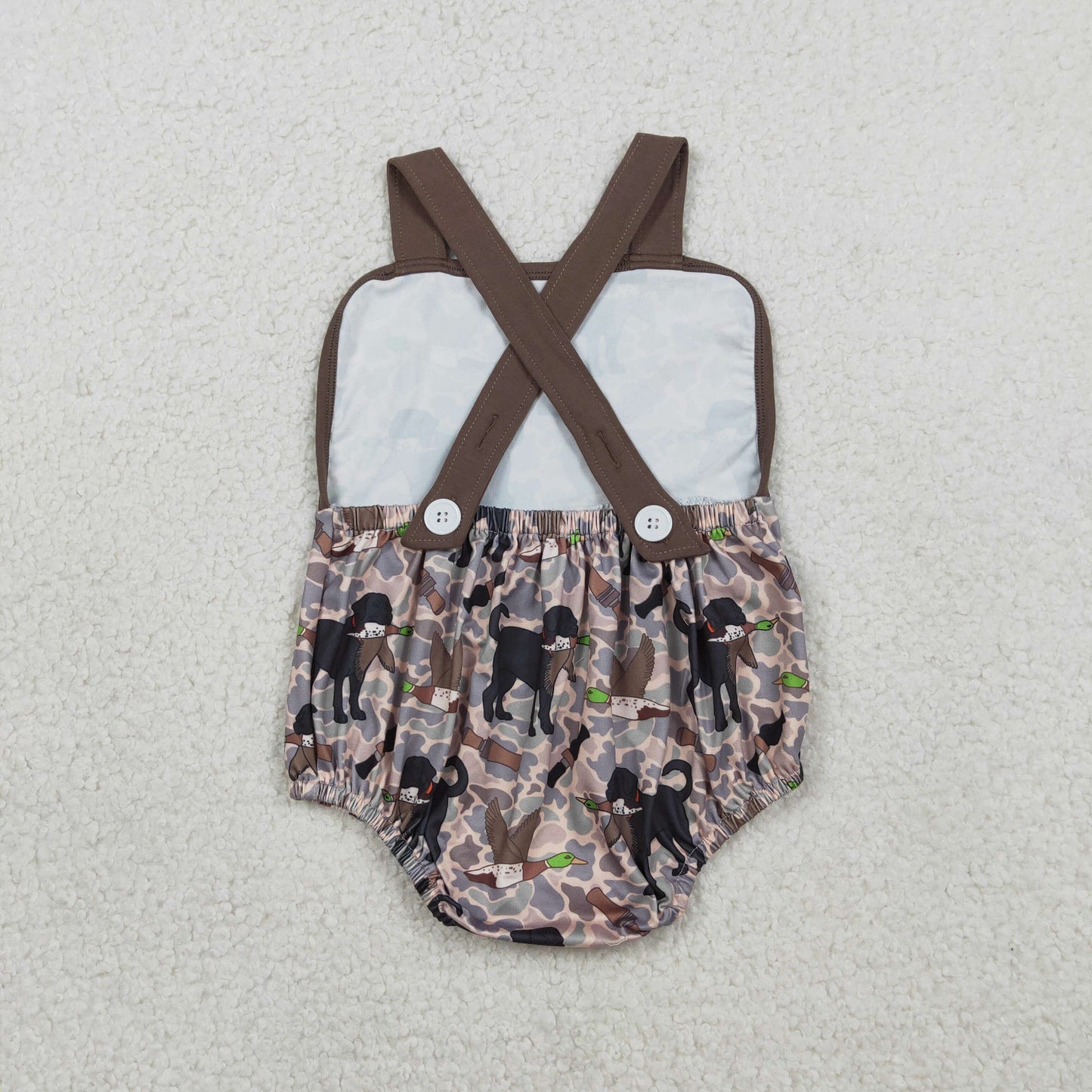RTS Baby Boys Infant Sleeveless Ducks Dogs Camo Hunting Bubble Romper