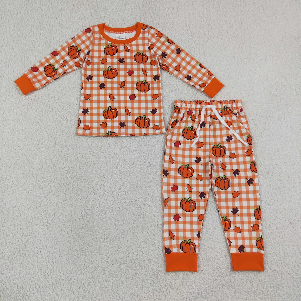 Sibling Baby Boys Kids Pumpkins Plaid Pullovers Shirts Pockets Pants Sets Fall Clothes