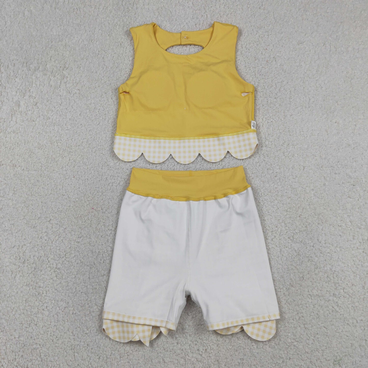 Baby Girls Yellow Sleeveless Tops Bows Skirt Shorts Yoga Clothes Set
