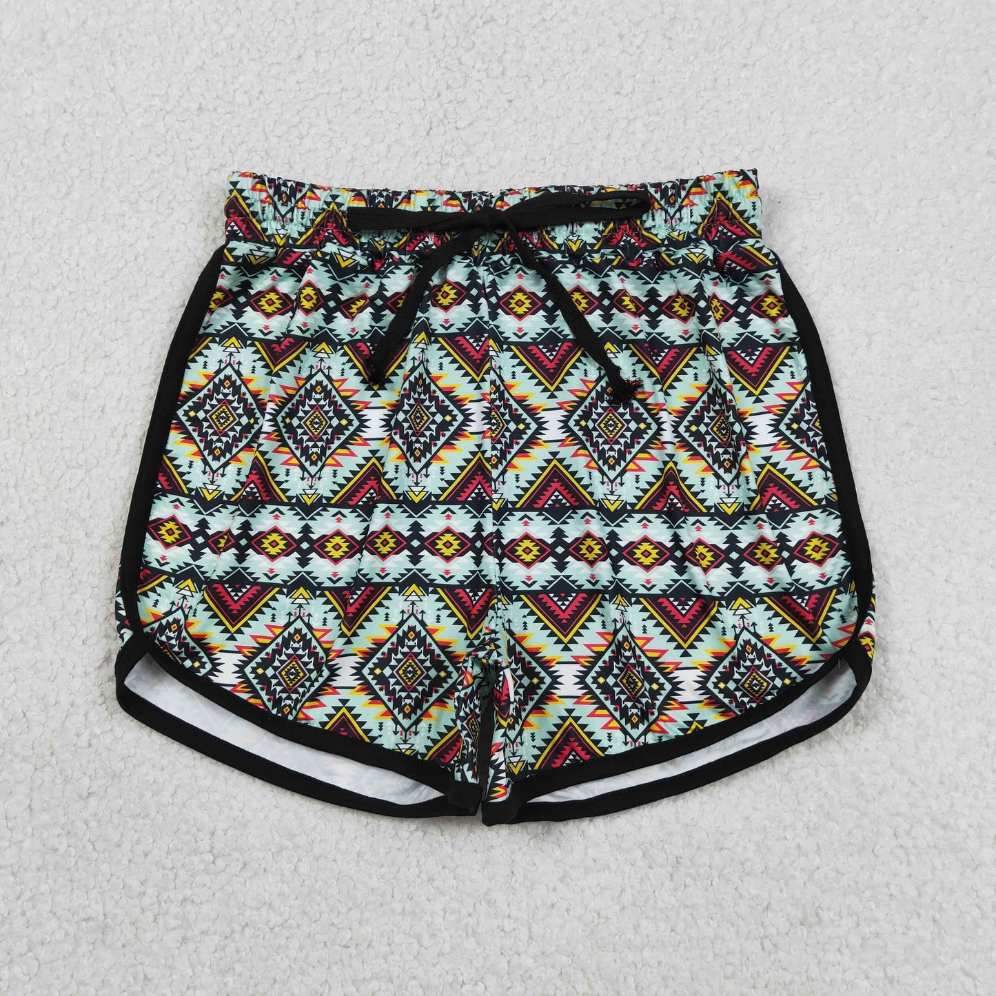 Adult Women Summer Western Green Aztec Shorts Bottoms Clothes