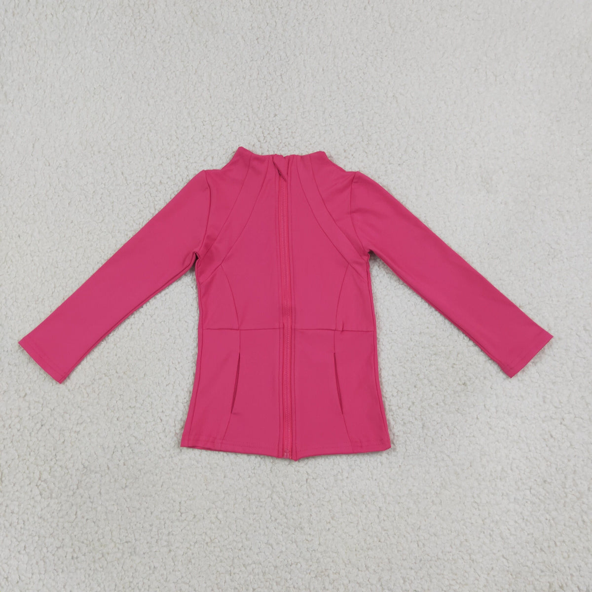Baby Girls Kids Long Sleeves Hot Pink Pockets Yoga Active Zipper Tops