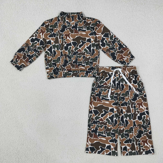 Baby Girls Kids Long Sleeves Brown Camo Shirt Pants Yoga Active Set Clothes