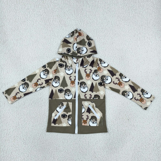 Baby Boy Long Sleeves Santa Deer Christmas Pockets Hoodie Zipper Coat Tops