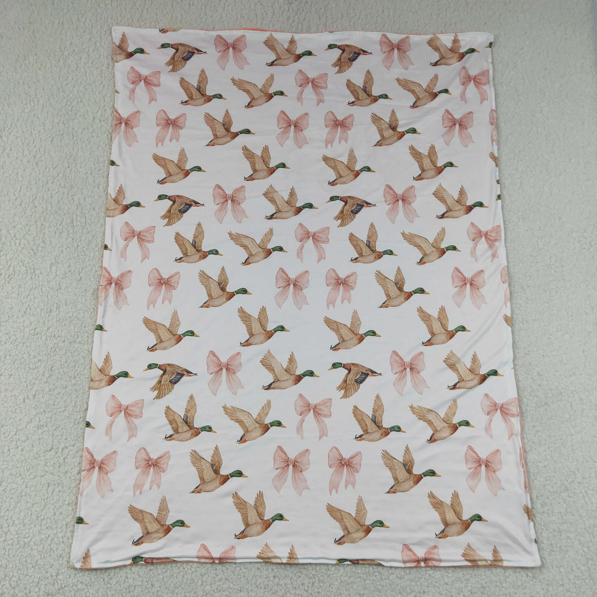 Baby Girls Kids Ducks Pink Bows Blanket