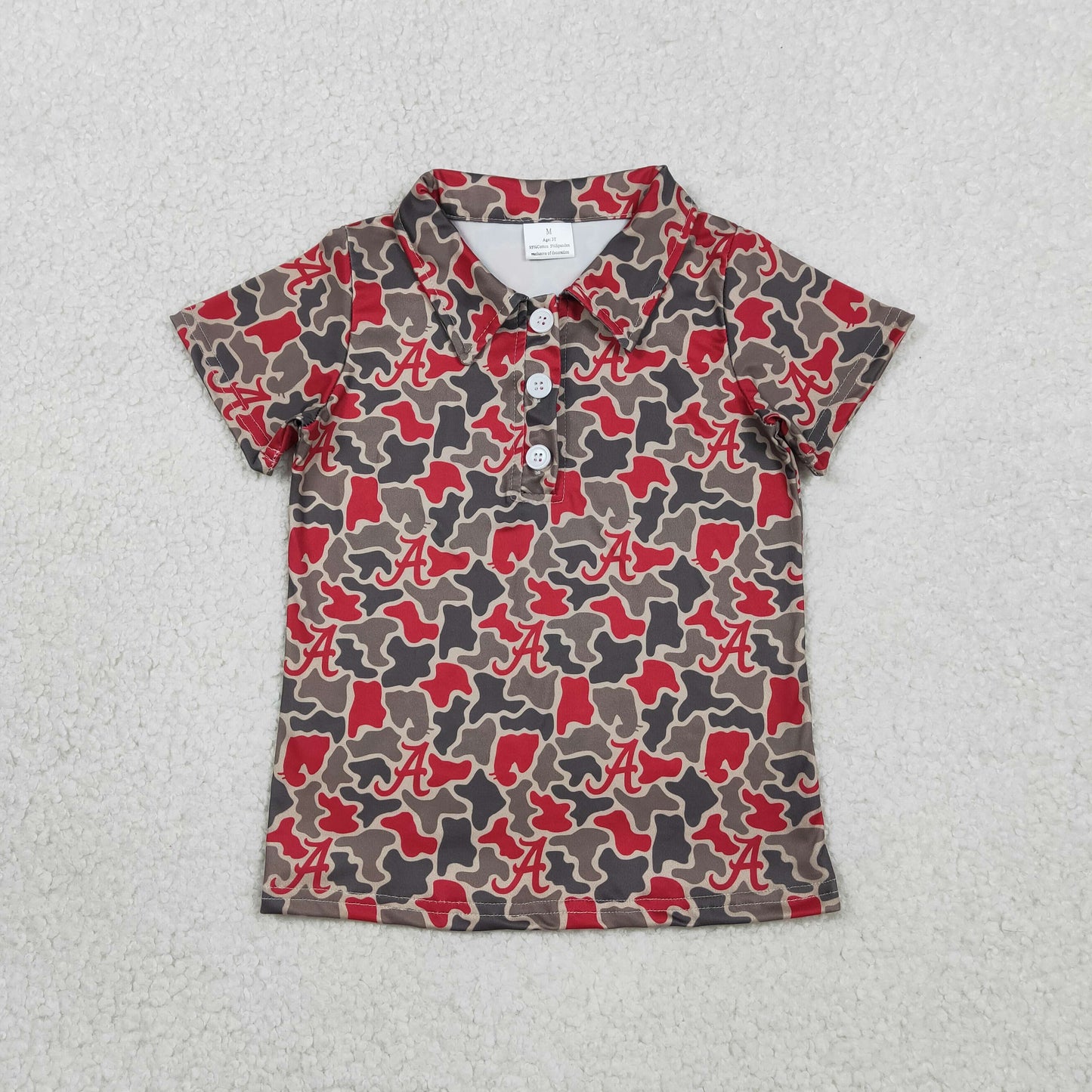 RTS Baby Boys Kids Short Sleeves A Camo Print Team Buttons Shirt Tops
