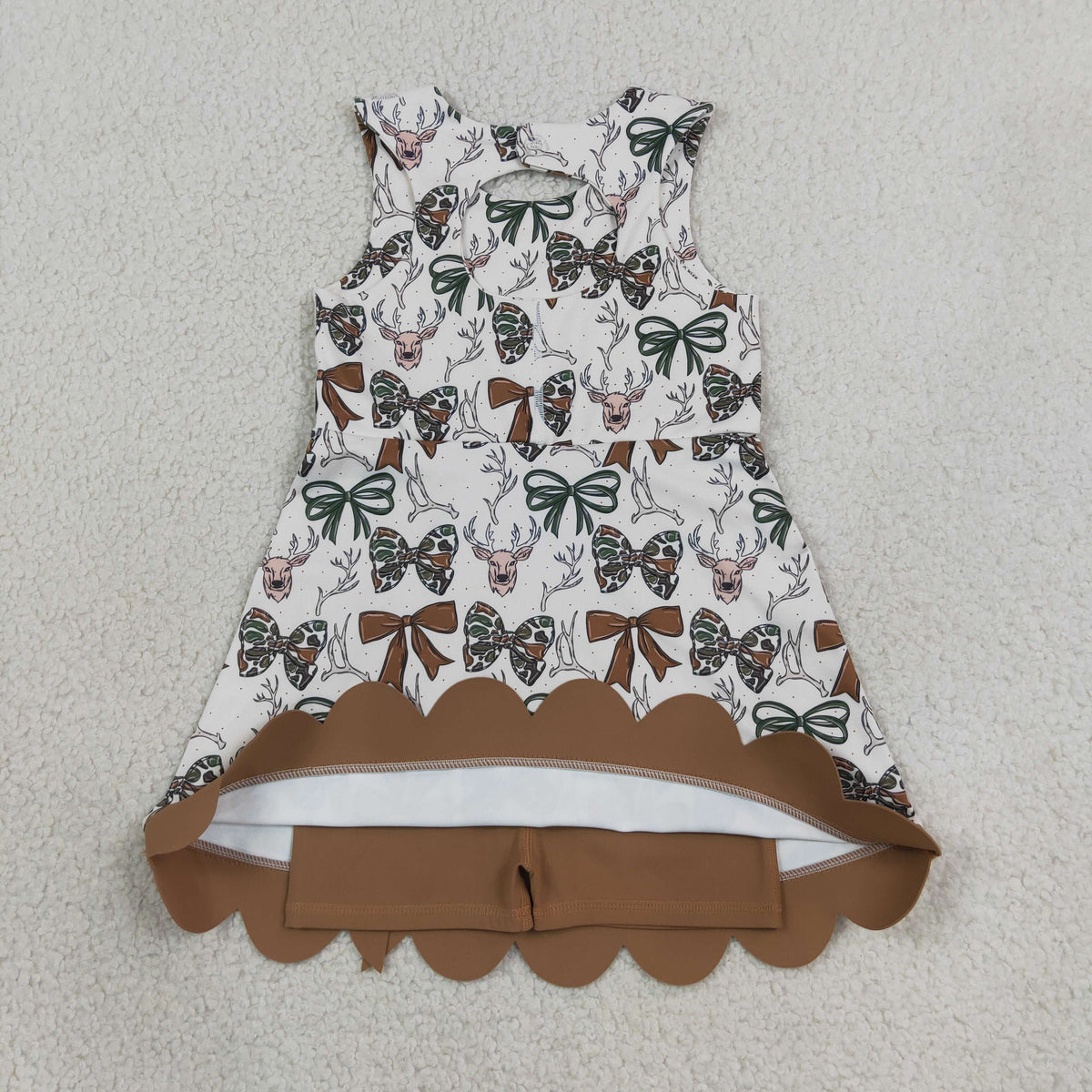 Baby Girls Kids Deer Bows Yoga Active Scallop Dress Hunting Clothes
