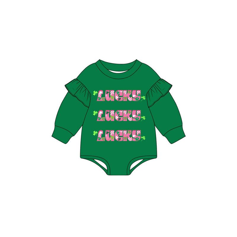 Moq 5 Preorder Baby Boys Kids Clovers St Patrick Green Bubble Romper Clothes